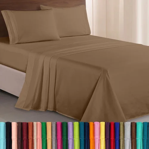 Vista 36 de Elegant Comfort Lujoso juego de sábanas de microfibra de alta calidad 1500 hoteleras bordadas de tres líneas más suaves de 4 piezas, resistente a