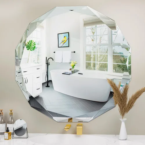 Vista 18 de Suidia Espejo de baño, espejo de pared de 20 x 20 pulgadas, espejo de baño sin marco con borde biselado para dormitorio, sala de estar, entrada