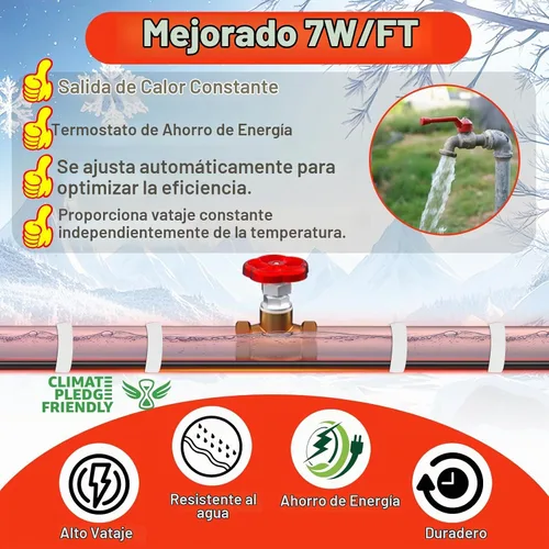 Vista 5 de Tubo, cable térmico con termostato Heat It HISD, 6 pies, negro