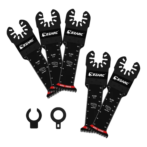 Vista 9 de EZARC Japanese Tooth Oscillating Saw Blade, 5 PCS Arc Edge Oscillating Multitool Blades Clean Cut for Wood, Plastic (Pack of 2)