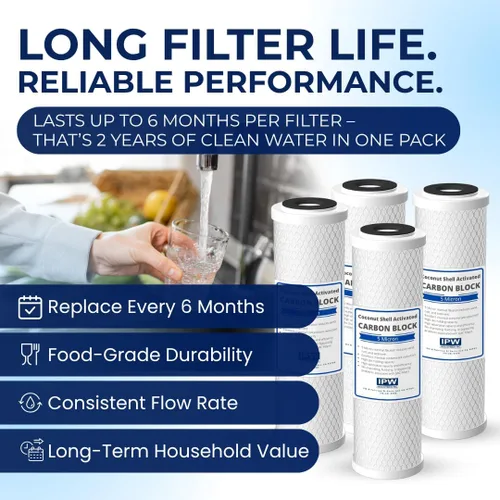 Vista 7 de IPW Industries Inc Juego de 4 filtros de agua compatibles con GE GXWH04F, GXWH20F, GXWH20S y GXRM10, cartucho de repuesto de bloque de carbono