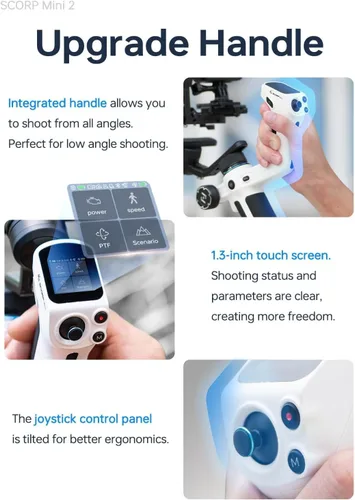 Vista 9 de FeiyuTech Kit oficial SCORP Mini 2 cardán, estabilizador de cámara de 3 ejes con luz de llenado AI Tracker, 1,3 pulgadas Touch Sreen, para cámara