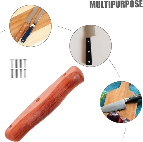 Vista 2 de DOITOOL Mango de cuchillo de madera maciza de repuesto para cuchillos de cocina, cómodo mango de madera ergonómico para fabricación de cuchillos