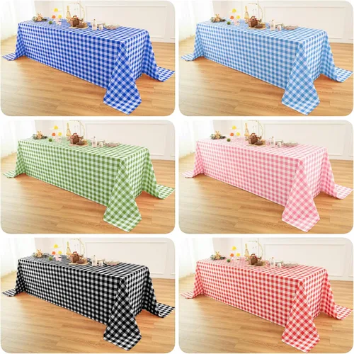 Vista 7 de Mantel de Tela Clásico a Cuadros Vichy - Rectangular de 58x102 Pulgadas Resistente al Agua Mantel a Cuadros para Uso Interior/Exterior - Cubierta