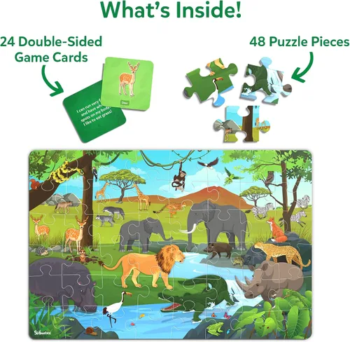 Vista 3 de Skillmatics Rompecabezas de suelo y juego - Piece & Play animales salvajes, rompecabezas y rompecabezas para niños pequeños, juguete educativo