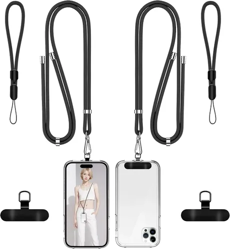 Vista 13 de Cordon para teléfono celular, cordon cruzado para teléfono con correa de cuello ajustable y paquete de 2 correas de muñeca para teléfono con parches