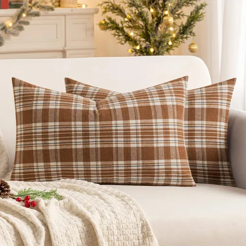 Vista 25 de MIULEE Juego de 2 fundas de almohada de tartán escocés de otoño, clásicas, decorativas, para exteriores, decoración de Halloween, Acción de Gracias