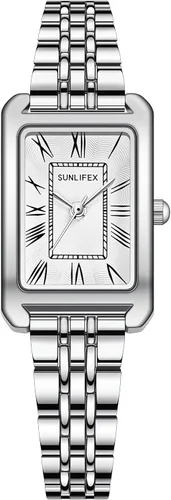 Vista 6 de Watches for Women Vintage Bracelet Roman Dial Rectangular Case Silver Watch Waterproof
