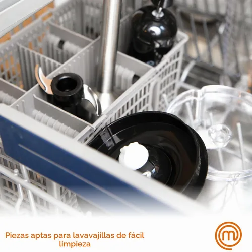 Vista 6 de MasterChef - Batidora de inmersión de mano, varilla de mezcla de acero inoxidable con accesorio picador y jarra medidora, batidora de puré