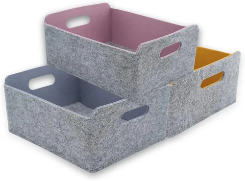 Vista 24 de Welaxy Cestas de almacenamiento plegables de fieltro, cubos de almacenamiento para estantes, caja de fieltro para niños, juguetes, revistas, libros