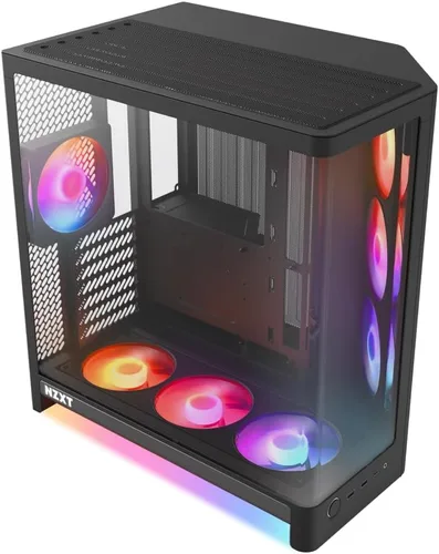 Vista 15 de NZXT H6 Flow CC-H61FB-01 Carcasa compacta de doble cámara de torre media con flujo de aire Paneles de vidrio panorámicos Paneles de flujo