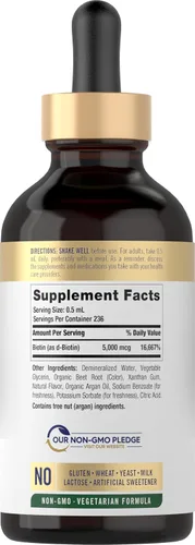 Vista 2 de Carlyle Biotin - Gotas líquidas de 5000mcg 4 onzas líquidas para mujeres y hombres Sabor a bayas Fórmula de belleza Suplemento