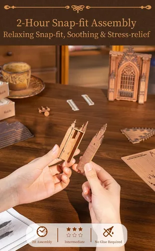 Vista 4 de Rowood Rompecabezas de madera 3D para adultos, kit de construcción
