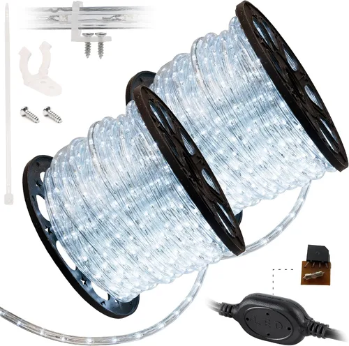 Vista 28 de Cuerda de luces LED de 10 pies, permanente, impermeable, conectable, flexible, con tubo de PVC transparente, certificado ETL, iluminación festiva