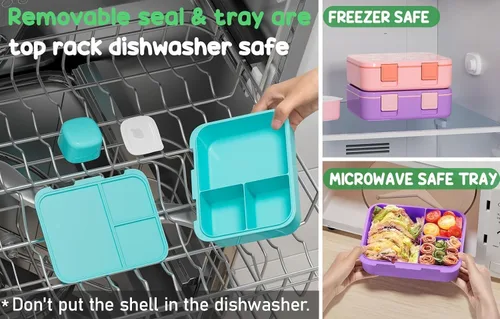 Vista 7 de Fimibuke Lonchera Bento para niños con tarro para alimentos, contenedor de almuerzo para snacks de 32OZ con 3 compartimentos, bolsa de almuerzo