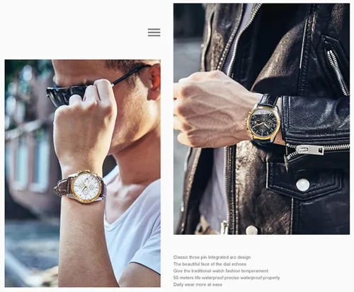 Vista 5 de Swiss Brands - Reloj automático de acero inoxidable con correa de piel auténtica marrón para hombre
