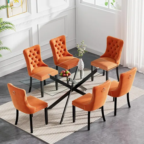 Vista 14 de Juego de mesa de comedor de cristal plateado moderno de 47 pulgadas para 2, juego de mesa de comedor de cocina redonda de 3 piezas con patas