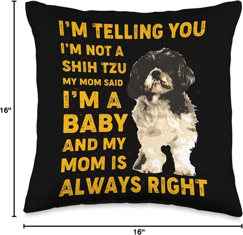 Vista 4 de Shih Tzu dog design ideas Shih Tzu Dog - Almohada divertida con texto en inglés, 16 x 16 pulgadas, multicolor