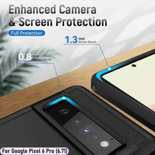 Vista 8 de Funda híbrida de doble capa para Pixel 6 Pro de 6.7 pulgadas, resistente a los golpes, resistente a los golpes, con 1 soporte magnético