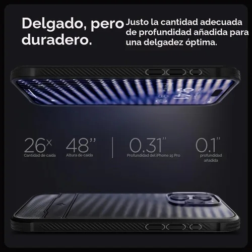 Vista 7 de Spigen - Rugged Armor MagFit - Funda diseñada para el iPhone 15 Pro (2023) [Protección de grado militar] Compatible con MagSafe - Negro mate