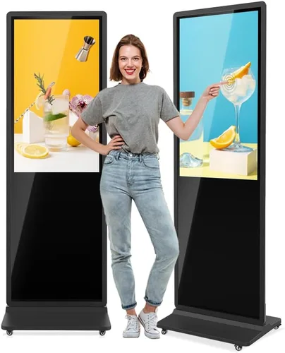 Vista 31 de MWE 32 pulgadas piso interior de pie señalización digital, sistema CMS, quiosco de exhibición de publicidad, pantalla LCD tótem comercial póster