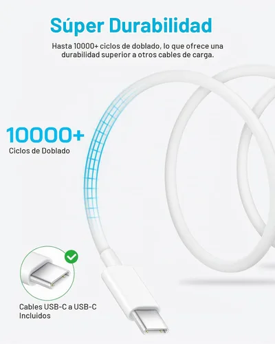 Vista 4 de Cargador de carga rápida para iPhone 17, 16, 15 Pro, bloque de carga rápida USB-C de 40 W para iPhone con cable de carga tipo C a C de 6 FT