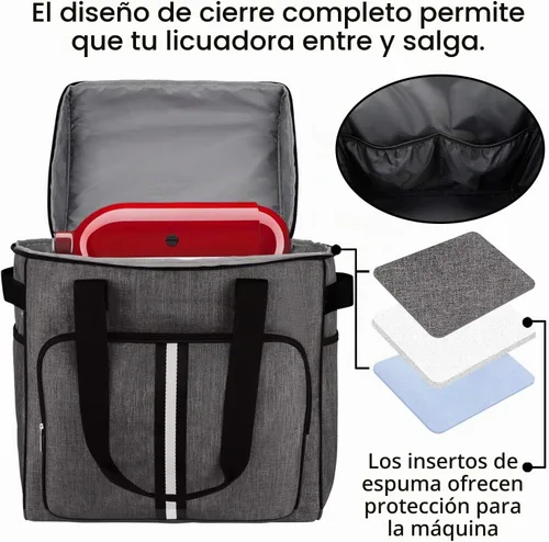 Vista 3 de BAGLHER Funda de mezclador de cocina resistente para batidoras de 4.5 a 5 cuartos de galón, funda de transporte 2 en 1 de hombro y mano con Gris