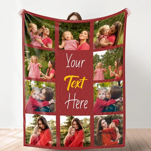 Vista 7 de YESCUSTOM Manta de fotos personalizada con 10 textos de fotos, fabricada en Estados Unidos, regalo para familiares, amigos, amantes para cumpleaños