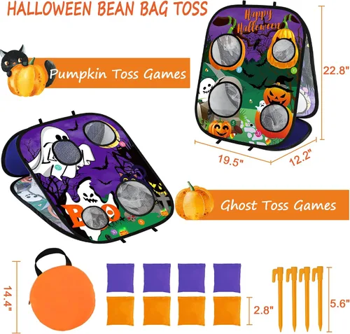 Vista 2 de Juegos de Halloween para fiesta de niños, juegos de lanzamiento de bolsas de calabaza fantasma, juegos de fiesta de Halloween, juegos de carnaval