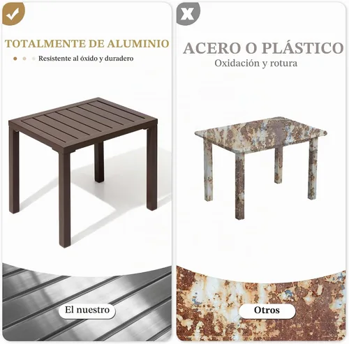 Vista 6 de Crestlive Products Mesa auxiliar al aire libre, mesa auxiliar rectangular de aluminio, mesa de café para patio pequeño para interiores y exteriores