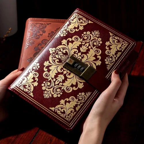 Vista 7 de CAGIE Diario de bloqueo para mujer, diario vintage recargable con candado, 224 páginas, diario de cuero con cerradura para escritura de secretos