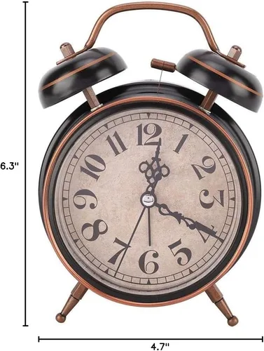 Vista 10 de AUNMAS Reloj despertador vintage, alarma de campana doble con esfera luminosa brillante, gestión de tiempo de noche retro para adultos con sueño
