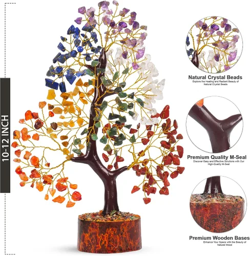 Vista 3 de Árbol de chakras, árbol de cristal, árbol de los siete chakras, decoración de chakras, piedras de chakras del árbol de la vida, árbol de cristal