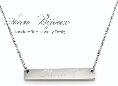 Vista 3 de AnnBijoux Personalized Nameplate Necklace for Women Coordinate Pendant Engraved Initial Name Special Message Jewelry Keepsake Jewelry Mother Gift
