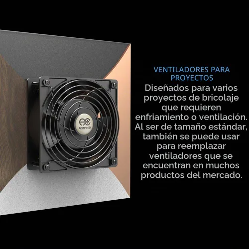 Vista 3 de AC Infinity AXIAL 8025, ventilador para magdalenas, 120 V CA 3.150 in x 0.984 in de alta velocidad, certificado UL para proyectos de escape