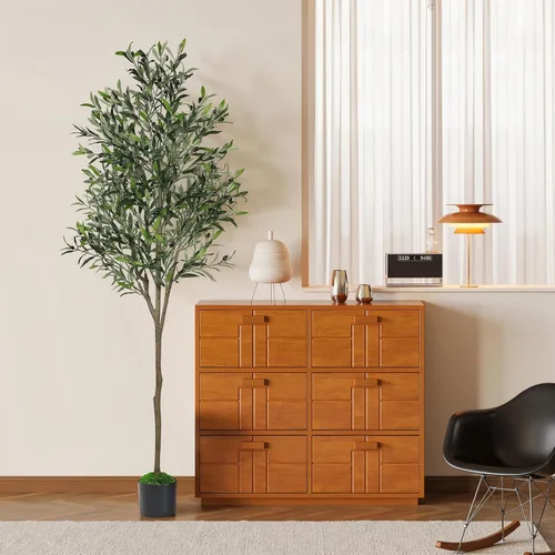 Vista 9 de Alupssuc Árbol de olivo sintético de 6 pies con frutas realistas y hojas