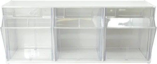 Vista 2 de Deflecto Papeleras inclinables, 3 cubos entrelazados, 24 "x 7" x 9.5 ", blanco (20303OP)