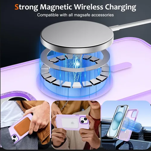 Vista 505 de Anuck - Funda magnética para iPhone 11 compatible con MagSafe, carcasa trasera mate translúcida dura, borde de TPU, delgada, resistente a impactos