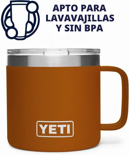 Vista 4 de Taza YETI Rambler de 14 onzas, de acero inoxidable, con aislamiento al vacío y tapa estándar Arcilla