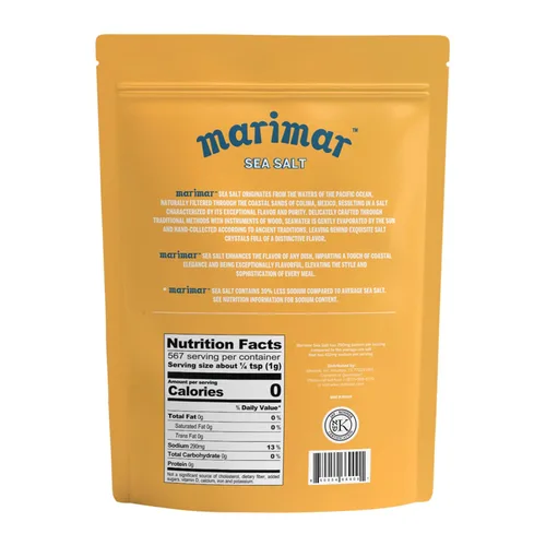 Vista 3 de Marimar Sal marina, naturalmente baja en sodio, grano grueso, Kosher, 20 onzas
