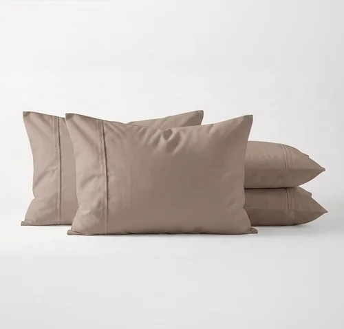 Vista 11 de Juego de 2 fundas de almohada tamaño King, fundas de almohada de una sola capa egipcias de fibra larga 100% algodón, tejido satinado de lujo, fundas