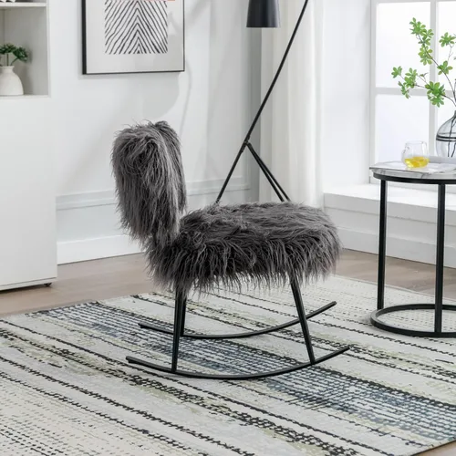 Vista 4 de KEVINSPACE Mecedora moderna, moderna silla ligera tapizada para cuarto de bebé, silla mecedora para guardería, cómoda silla de acento cargada