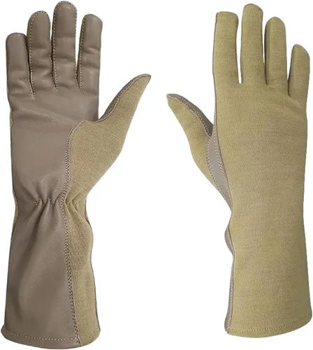 Vista 5 de Guantes de vuelo Nomex, guantes de trabajo de cuero para hombres, piel de oveja suave y duradera para conducción, vuelo, jardinería y caza