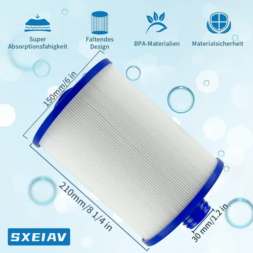 Vista 4 de Filtros de spa de repuesto para Unicel 6CH-940, PWW50P3 Filtro de spa para tina de hidromasaje PWW50P3, para Filbur FC-0359, para vías fluviales