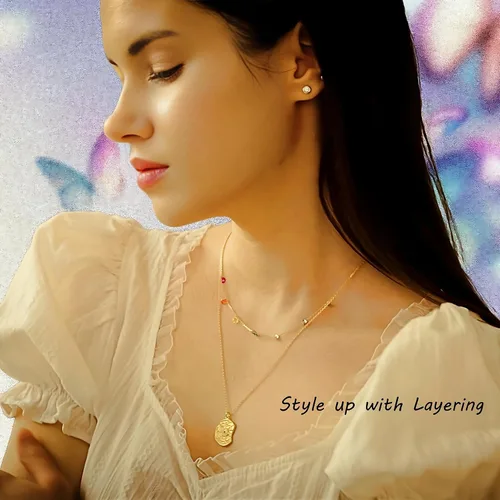 Vista 6 de Pendant Necklaces for Women - Plated with 16k Gold Lustrous and Shimmering Yellow Exquisite Heart, Round, Water Drop Premium Jewelry Gifts for Women