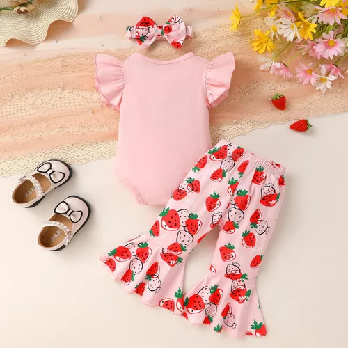 Vista 2 de YOUNGER TREE Traje de primer cumpleaños para bebé niña - Mi primer cumpleaños mameluco y pantalones acampanados