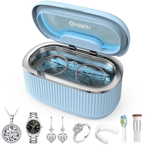 Vista 16 de Limpiador ultrasónico de joyas de 35W, limpiador de retenedor de 45KHz para joyas, 5 temporizadores y 3 modos de potencia, para anteojos, anillos