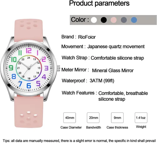 Vista 5 de RioFoior Reloj para mujer para enfermeras, profesionales médicos, estudiantes de enfermería, mujeres con 24 horas y segunda mano, esferas coloridas