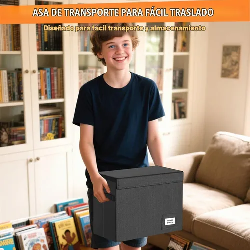 Vista 7 de Leffis Caja de Almacenamiento para Cómics, Caja 39.4 cm X 19.1 cm X 28.7 cm, Caja Corta Plegable con Tapas para 150 Cómics, Contenedor de Cómics