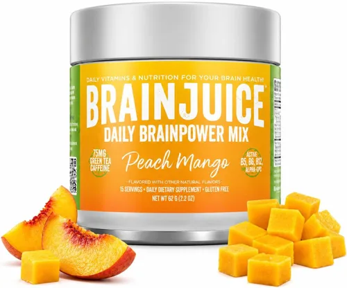 Vista 8 de BrainJuice Suplemento de apoyo cerebral nootrópicos, polvo sin gluten para energía y concentración, mezcla de bebida con L teanina, Alpha GPC